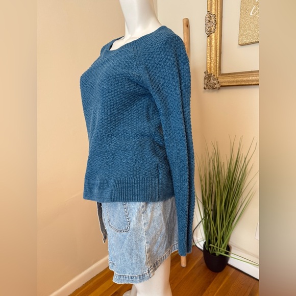 Gap Teal Blue Chunky Marl Knit Crew Neck Sweater Medium - Picture 5 of 9